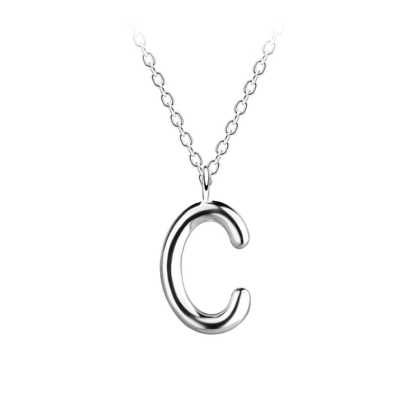 Wholesale Sterling Silver Letter C Necklace - JD18627