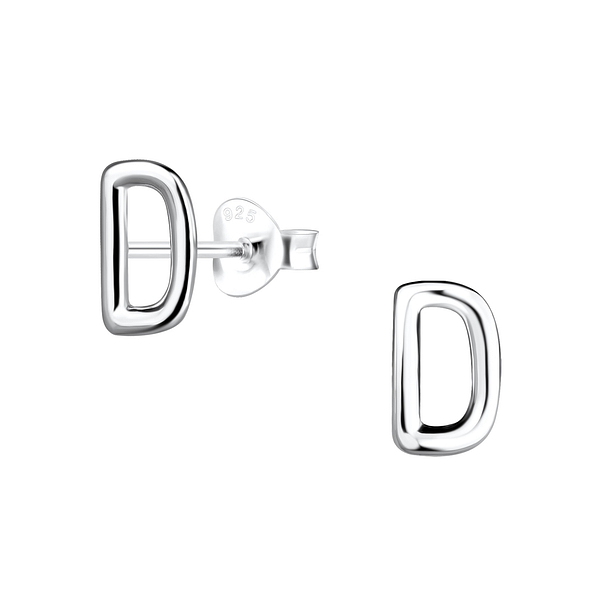 Wholesale Sterling Silver Letter D Ear Studs - JD18596