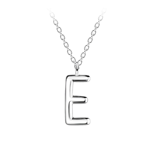 Wholesale Sterling Silver Letter E Necklace - JD18629