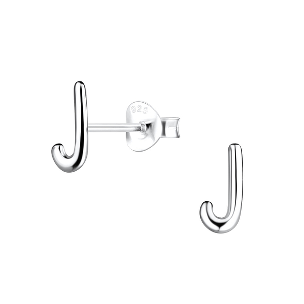 Wholesale Sterling Silver Letter J Ear Studs - JD18604