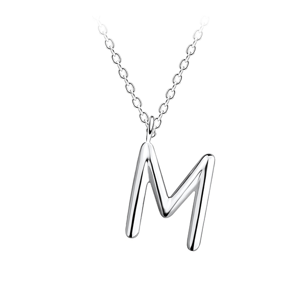 Wholesale Sterling Silver Letter M Necklace - JD18635