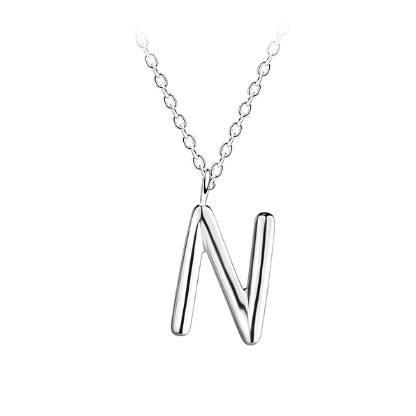 Wholesale Sterling Silver Letter N Necklace - JD18636