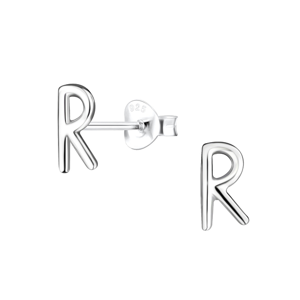 Wholesale Sterling Silver Letter R Ear Studs - JD18610