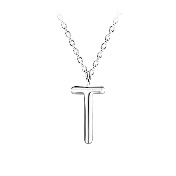 Wholesale Sterling Silver Letter T Necklace - JD18638