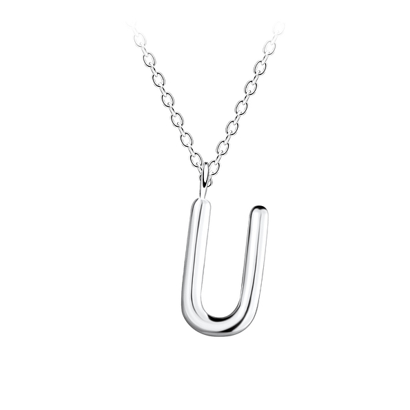 Wholesale Sterling Silver Letter U Necklace - JD18639