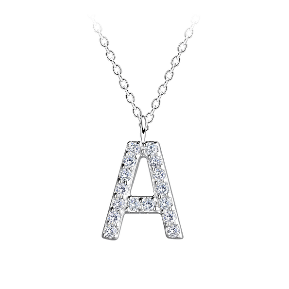 Wholesale Sterling Silver Letter A Necklace - JD18893