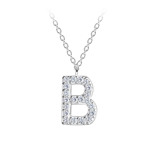 Wholesale Sterling Silver Letter B Necklace - JD18897