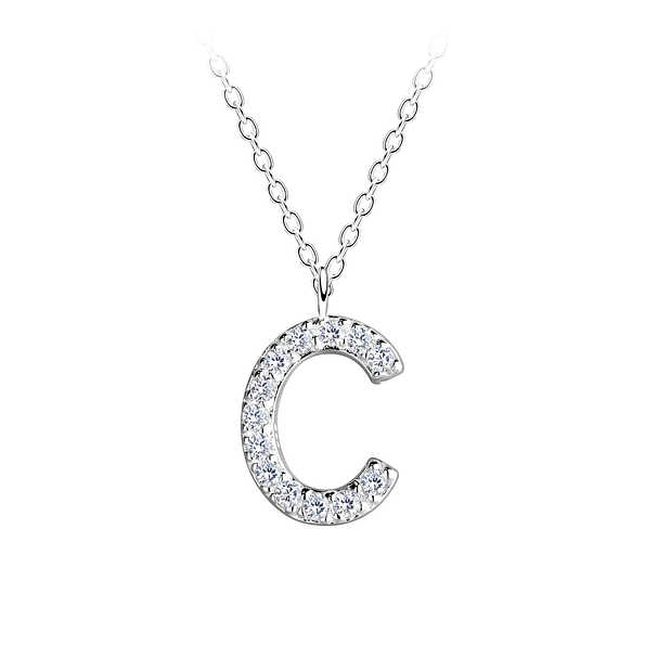 Wholesale Sterling Silver Letter C Necklace - JD18889