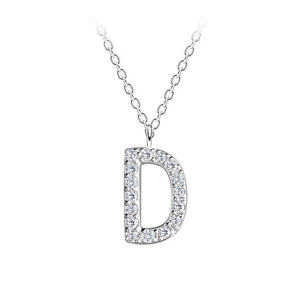Wholesale Sterling Silver Letter D Necklace - JD18898