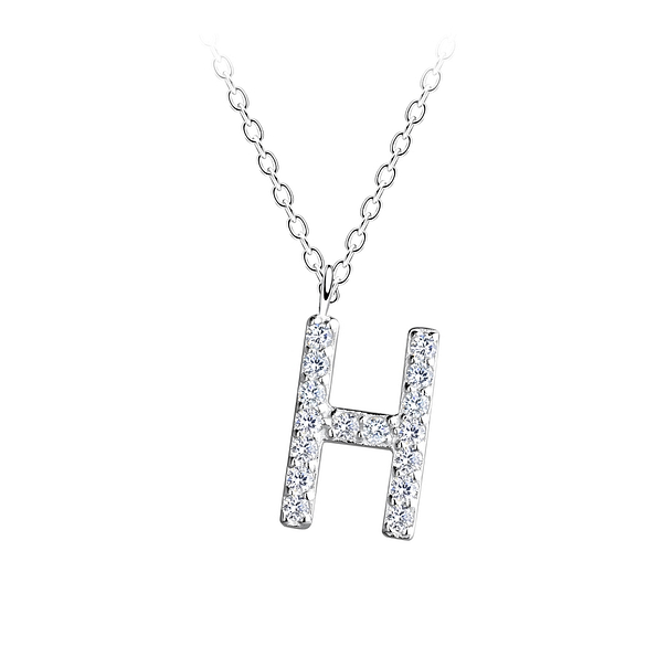 Wholesale Sterling Silver Letter H Necklace - JD18890