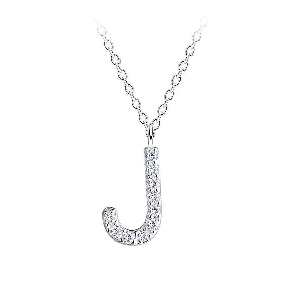 Wholesale Sterling Silver Letter J Necklace - JD18894