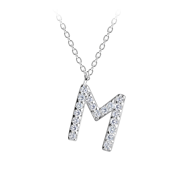 Wholesale Sterling Silver Letter M Necklace - JD18887