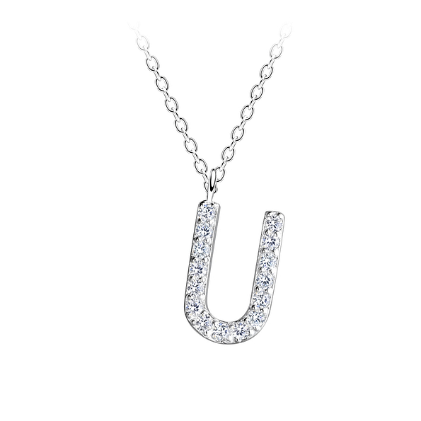 Wholesale Sterling Silver Letter U Necklace - JD18899
