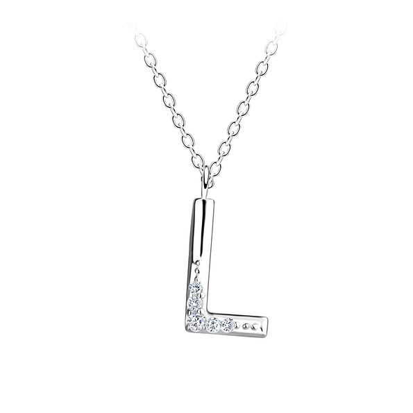 Wholesale Sterling Silver Letter L Necklace - JD18903