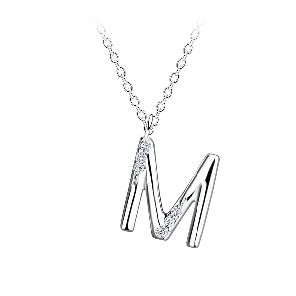 Wholesale Sterling Silver Letter M Necklace - JD18904