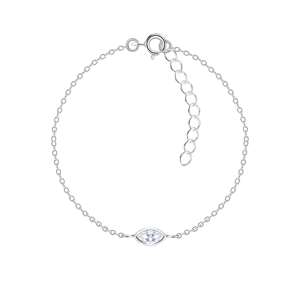 Wholesale 3x6mm Marquise Cubic Zirconia Sterling Silver Bracelet - JD18837