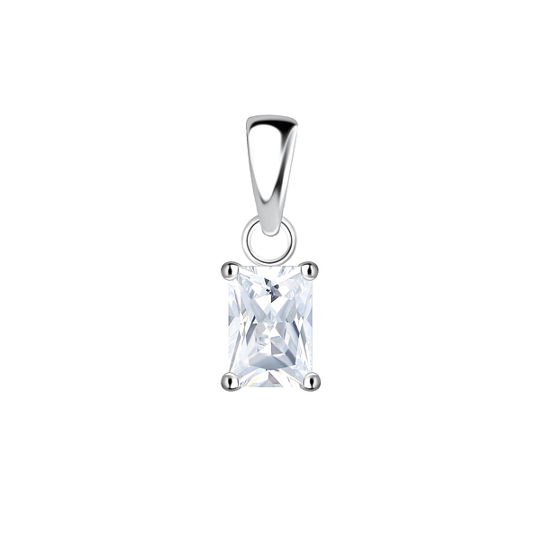 Wholesale 4x6mm Baguette Cubic Zirconia Sterling Silver Pendant - JD18876