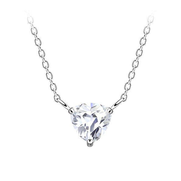 Wholesale 6mm Trillion Cubic Zirconia Sterling Silver Necklace - JD18790