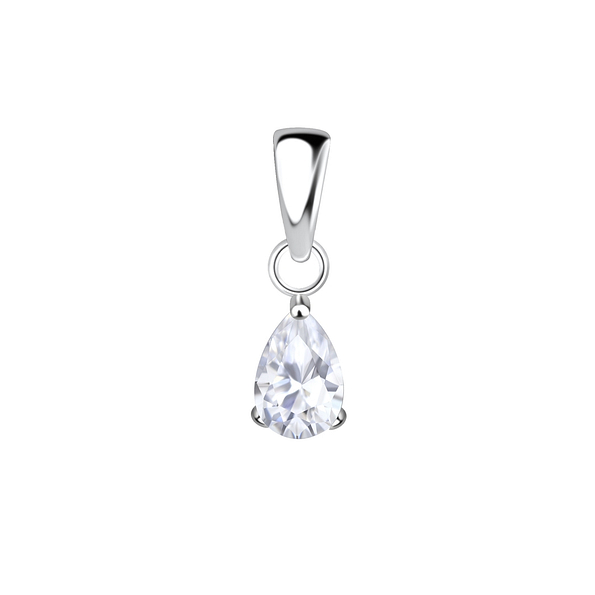 Wholesale 4x6mm Pear Cubic Zirconia Sterling Silver Pendant - JD18880