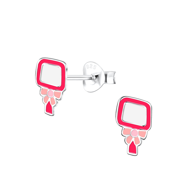 Wholesale Sterling Silver Handheld Mirror Ear Studs - JD18583