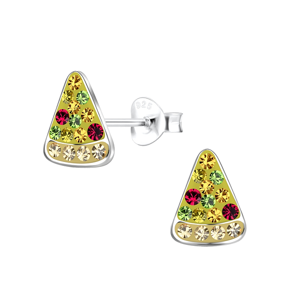 Wholesale Sterling Silver Pizza Ear Studs - JD18678