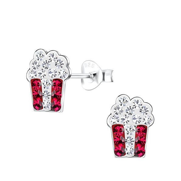 Wholesale Sterling Silver Popcorn Bucket Ear Studs - JD18676