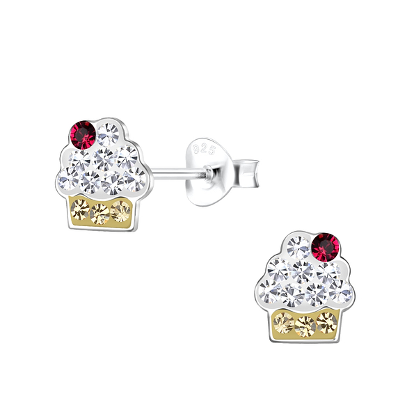 Wholesale Sterling Silver Cupcake Ear Studs - JD19060