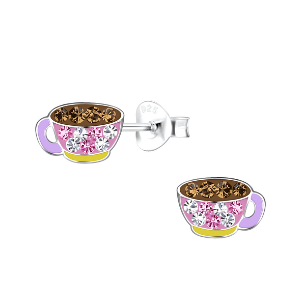 Wholesale Sterling Silver Teacup Ear Studs - JD18682