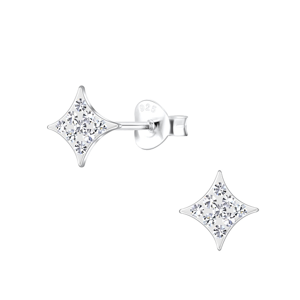 Wholesale Sterling Silver Diamond Shaped Ear Studs - JD19104