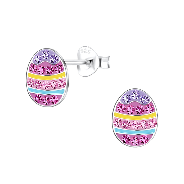 Wholesale Sterling Silver Easter Egg Ear Studs - JD18649