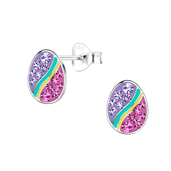 Wholesale Sterling Silver Easter Egg Ear Studs - JD18615