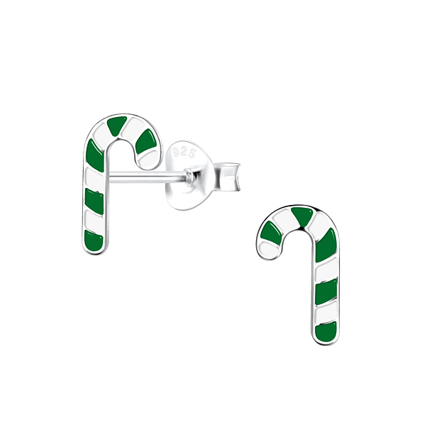 Wholesale Sterling Silver Candy Cane Ear Studs - JD19078