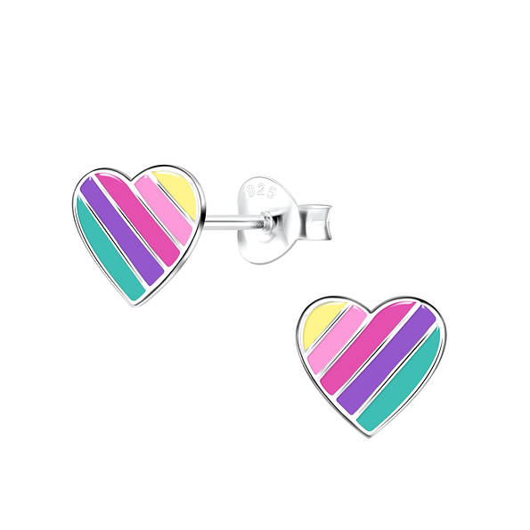 Wholesale Sterling Silver Heart Ear Studs - JD18687