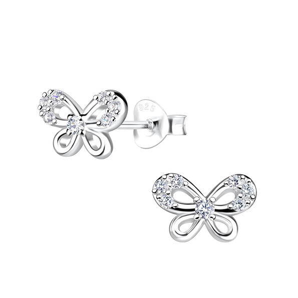 Wholesale Sterling Silver Butterfly Ear Studs - JD18728