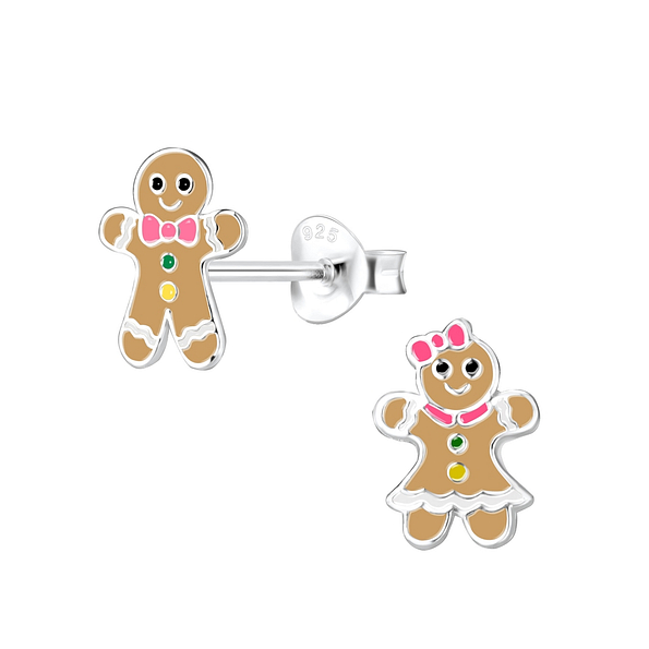 Wholesale Sterling Silver Gingerbread Ear Studs - JD18573