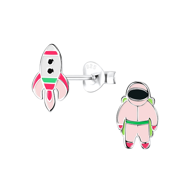 Wholesale Sterling Silver Rocket and Astronaut Ear Studs - JD18601