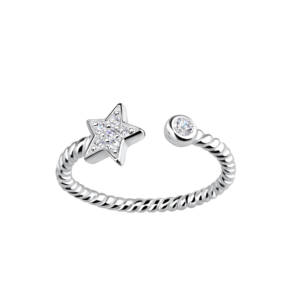 Wholesale Sterling Silver Opened Star Ring - JD18774