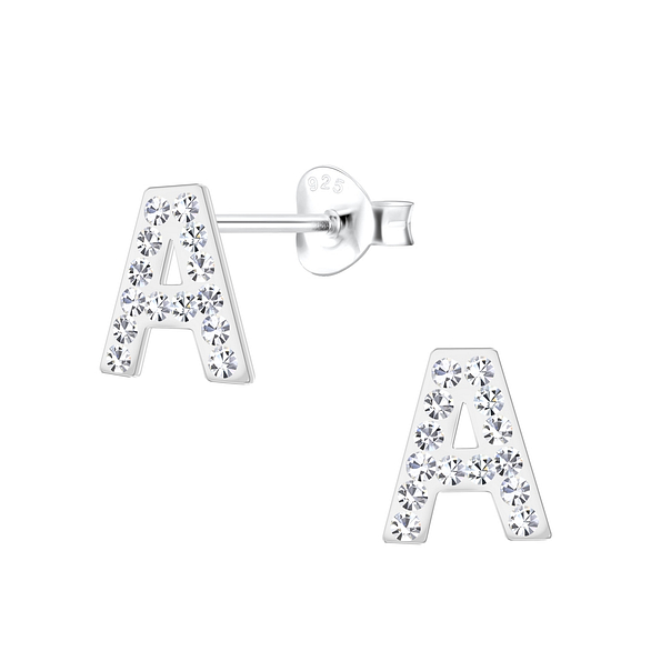 Wholesale Sterling Silver Letter A Ear Studs - JD19253