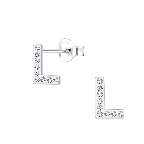 Wholesale Sterling Silver Letter L Ear Studs - JD19191