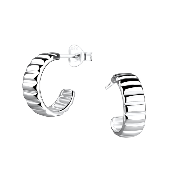 Wholesale Sterling Silver Half Hoop Ear Studs - JD19219