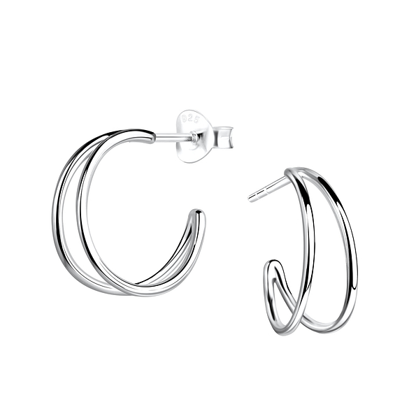 Wholesale Sterling Silver Half Hoop Ear Studs - JD19133