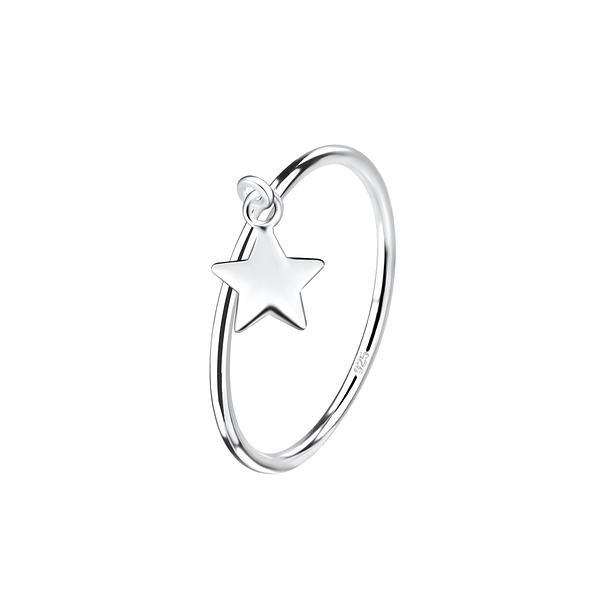 Wholesale Sterling Silver Star Charm Ring - JD19227