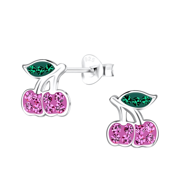 Wholesale Sterling Silver Cherry Ear Studs - JD19454