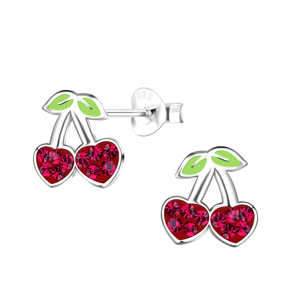 Wholesale Sterling Silver Cherry Ear Studs - JD19458