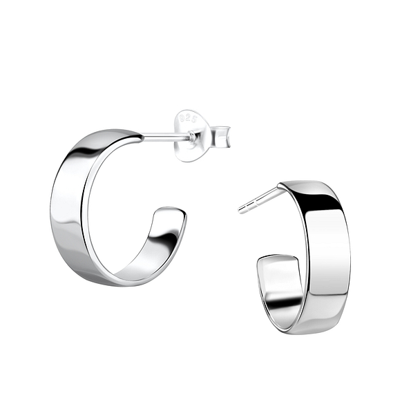 Wholesale Sterling Silver Half Hoop Ear Studs - JD19445