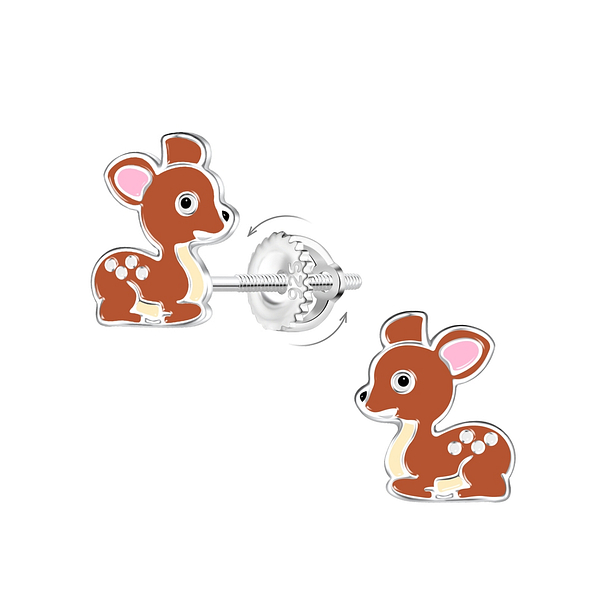 Wholesale Sterling Silver Deer Screw Back Ear Studs - JD17004