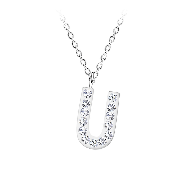 Wholesale Sterling Silver Letter U Necklace - JD19548