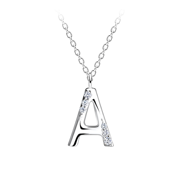 Wholesale Sterling Silver Letter A Necklace - JD19551