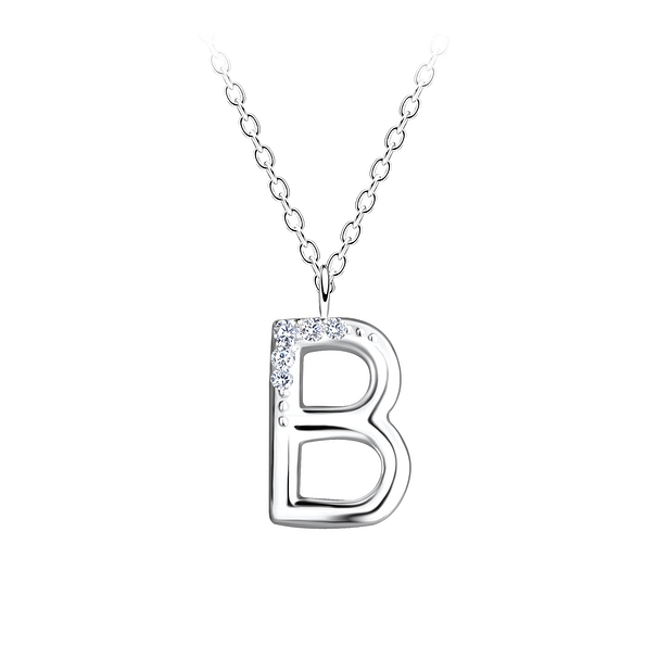 Wholesale Sterling Silver Letter B Necklace - JD19561