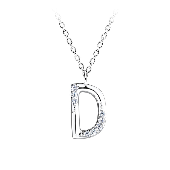 Wholesale Sterling Silver Letter D Necklace - JD19563